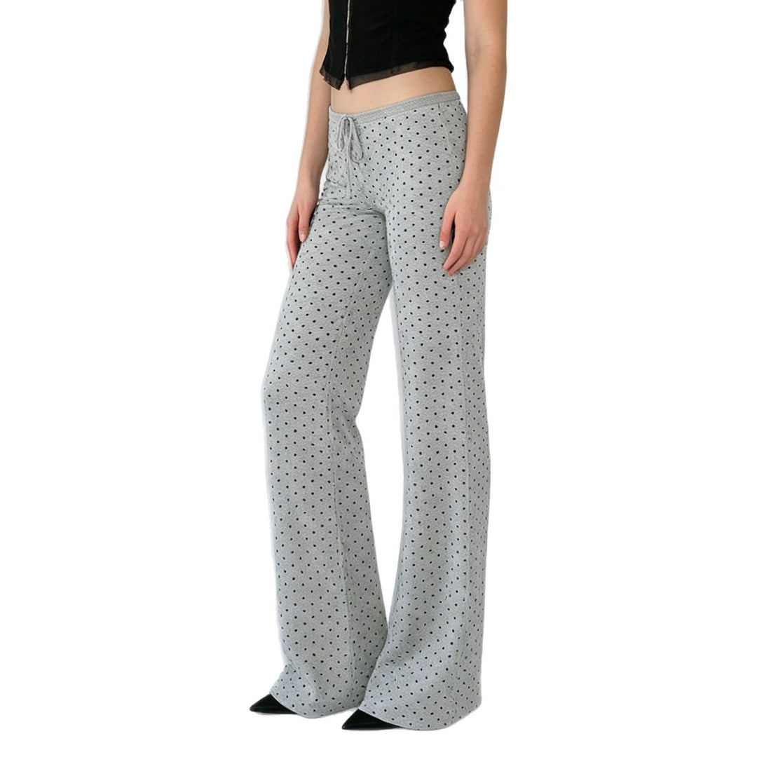 Damen nan gemütliche Highwaist-Loungehose mit weitem Schlag, elastischem Komfortbund, Kordelzug und dezentem Punkte-Print Echo Archiv