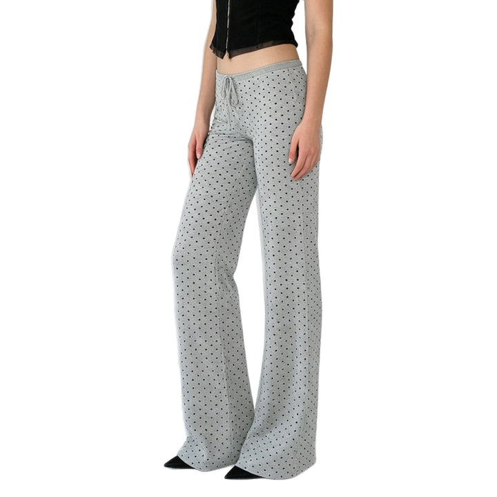 Damen nan gemütliche Highwaist-Loungehose mit weitem Schlag, elastischem Komfortbund, Kordelzug und dezentem Punkte-Print Echo Archiv