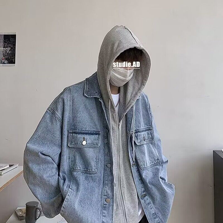 Herren Lässige Oversized Denimjacke Echoarchiv