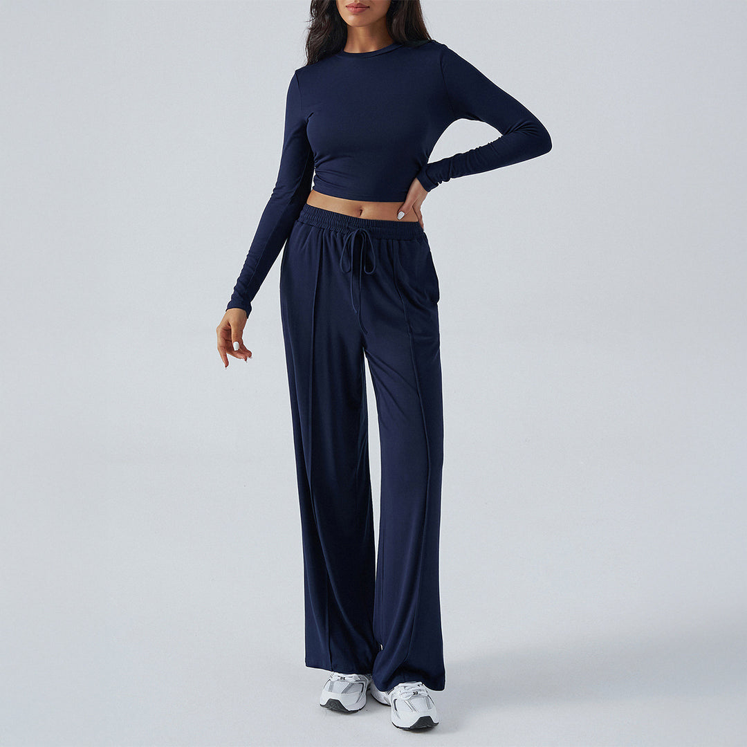 Damen weite Loungehose mit elastischem Kordelbund und fließender Jersey‑Qualität – Avélisse