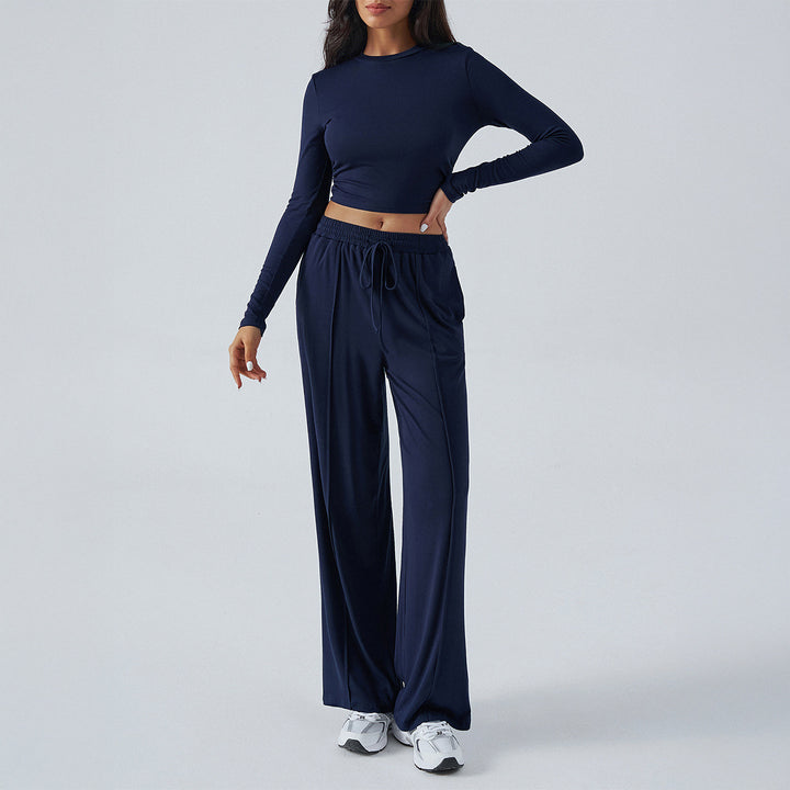 Damen weite Loungehose mit elastischem Kordelbund und fließender Jersey‑Qualität – Avélisse