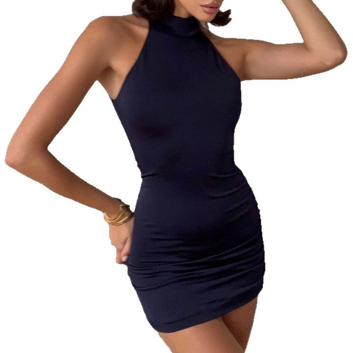Damen enganliegendes Minikleid mit mock-neck Design und Raffung Echo Archiv