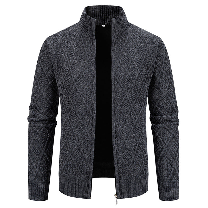 Herren Strickjacke mit strukturiertem Design und hohem Kragen Echoarchiv