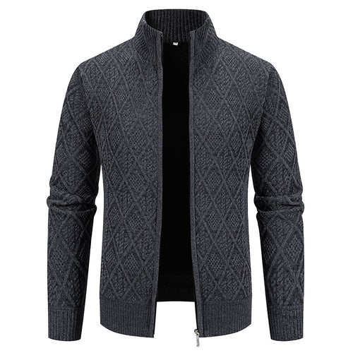 Herren Strickjacke mit strukturiertem Design und hohem Kragen Echoarchiv