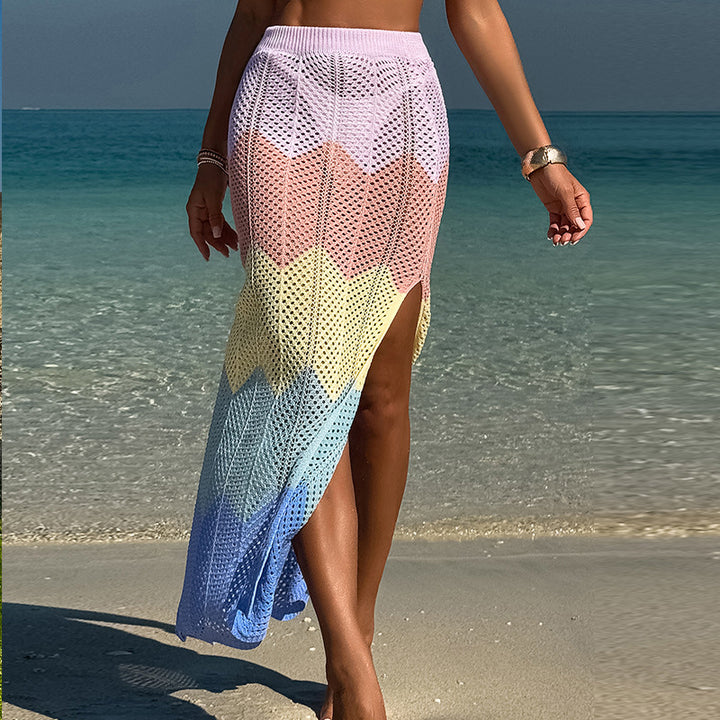 Damen Strick Maxi-Rock mit hohem Schlitz und Rautenmuster Echo Archiv