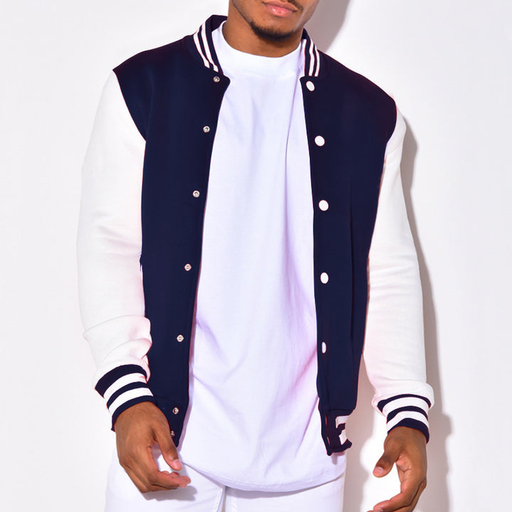 Herren nan Retro-Sport-Bomberjacke mit Druckknopfleiste, Kontrastärmeln und Rippbündchen Echo Archiv