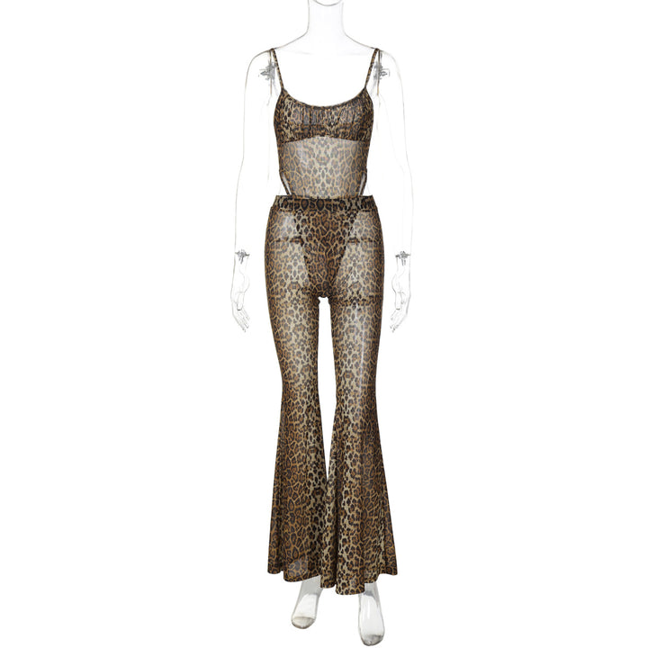 Damen Transparente Leopardenmuster Jumpsuit Echo Archiv