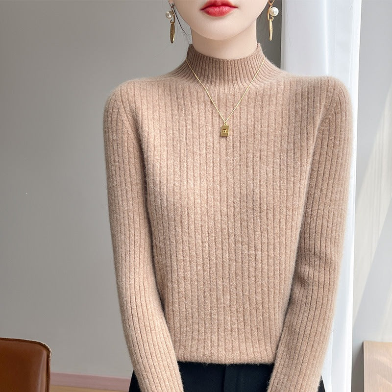 Damen Schmaler Rippenstrick-Mockneck mit extraweicher Kaschmir-Optik Echoarchiv