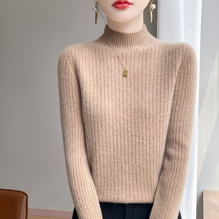Damen Schmaler Rippenstrick-Mockneck mit extraweicher Kaschmir-Optik Echoarchiv