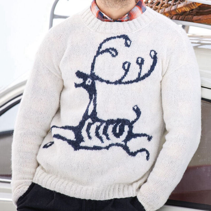 Herren Pullover mit festlichem Rentier-Motiv und hochwertiger Wollmischung Echoarchiv