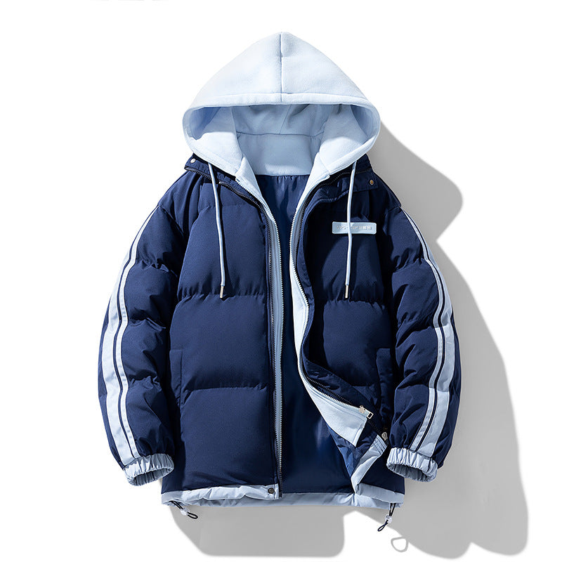 Männer's nano gepolsterte Parka Hybrid mit internem Kapuzenpulli, seitlichen Streifen und Zwei-Wege-Reißverschluss – Marzano
