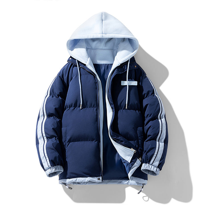 Männer's nano gepolsterte Parka Hybrid mit internem Kapuzenpulli, seitlichen Streifen und Zwei-Wege-Reißverschluss – Marzano