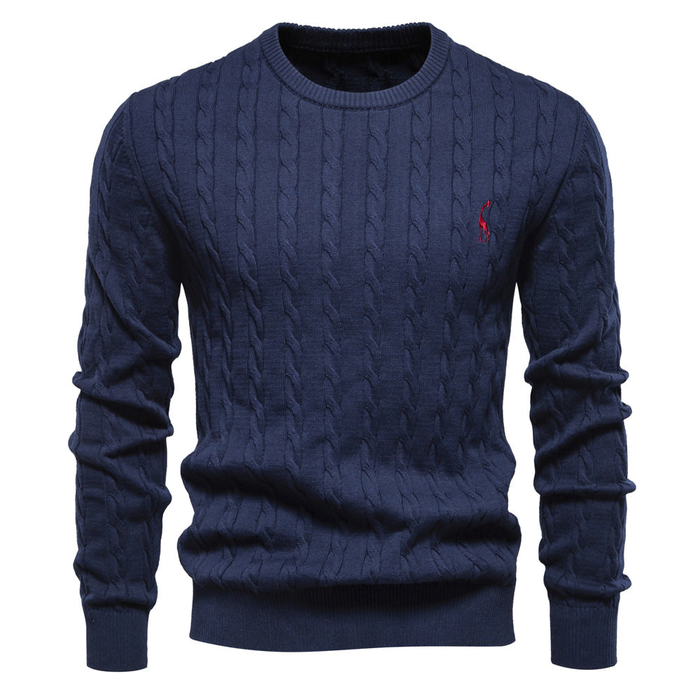 Herren Strickpullover mit Zopfmuster und Rundhalsausschnitt – Norvane