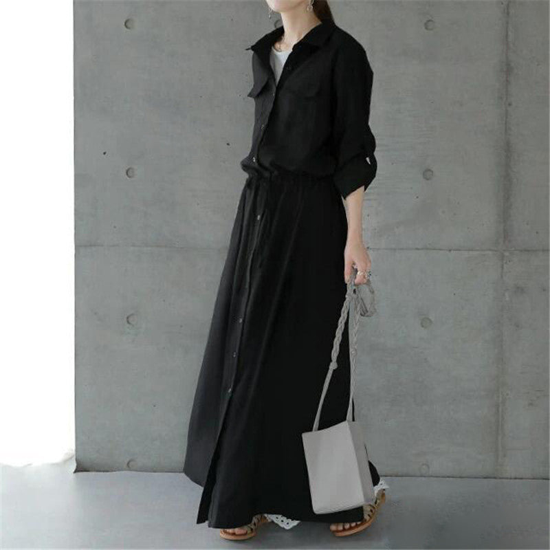 Damen nan langes Hemdkleid mit Tunnelzugtaillierung und aufgesetzten Brusttaschen Echo Archiv