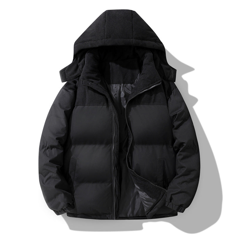 Damen Stepp-Winterjacke mit Cord-Schulterdetail, Kapuze und Zwei-Wege-Reißverschluss Echoarchiv
