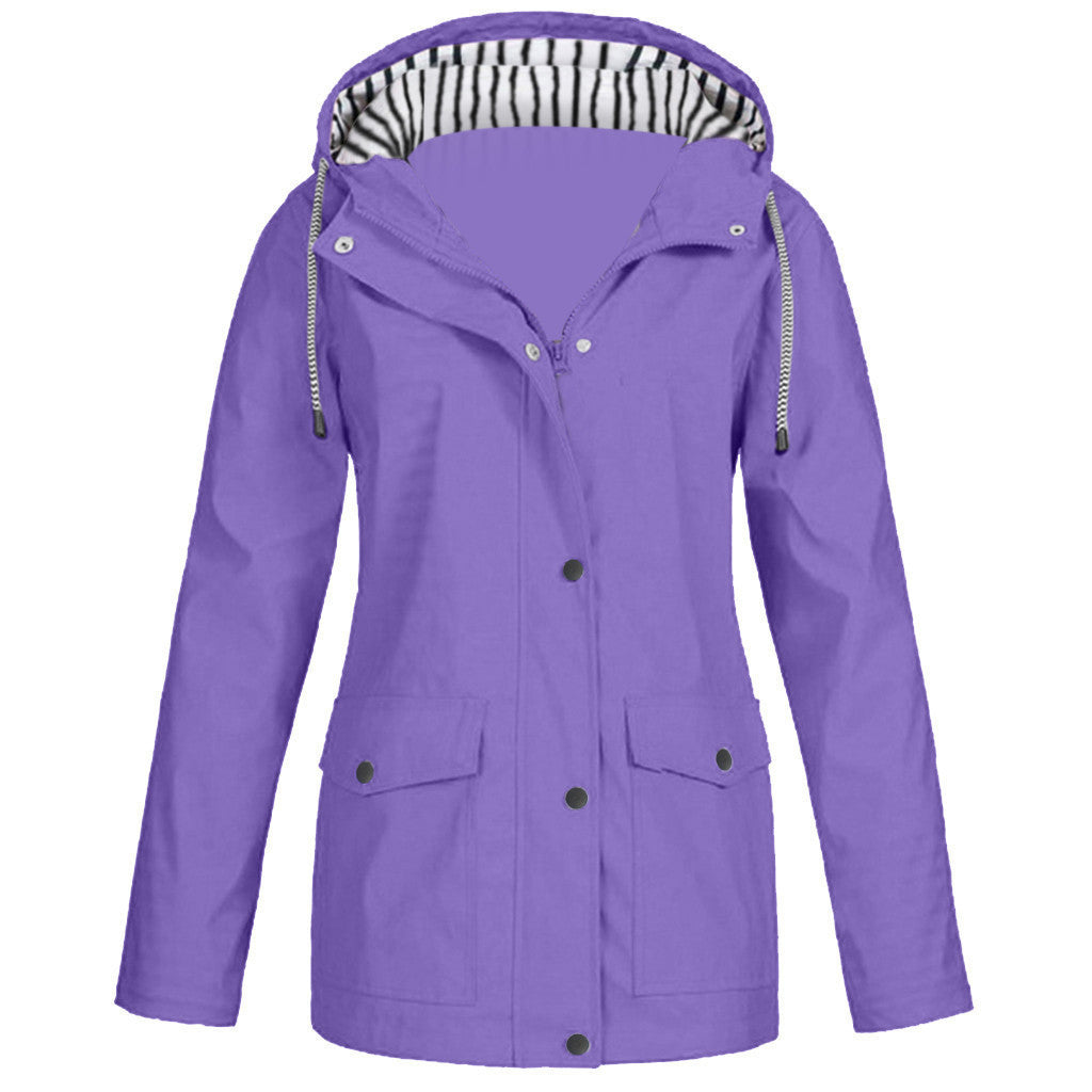 Damen nan wasserdichter Parka mit Kapuze, Kordelzug und aufgesetzten Taschen Echo Archiv