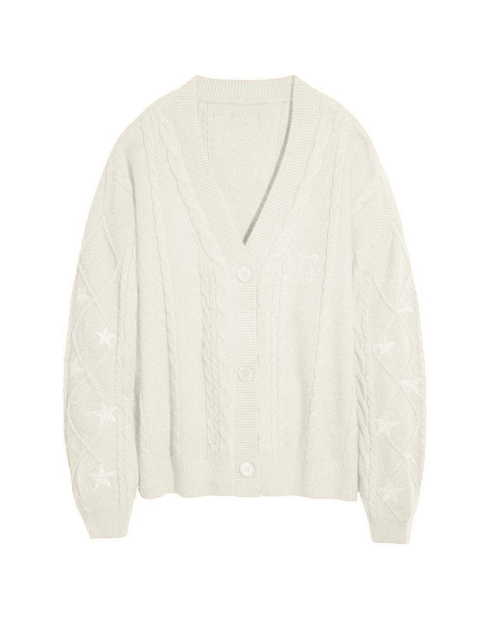 Damen Strickcardigan mit Zopfstrick, Stern‑Stickerei und Glanzfäden Echo Archiv