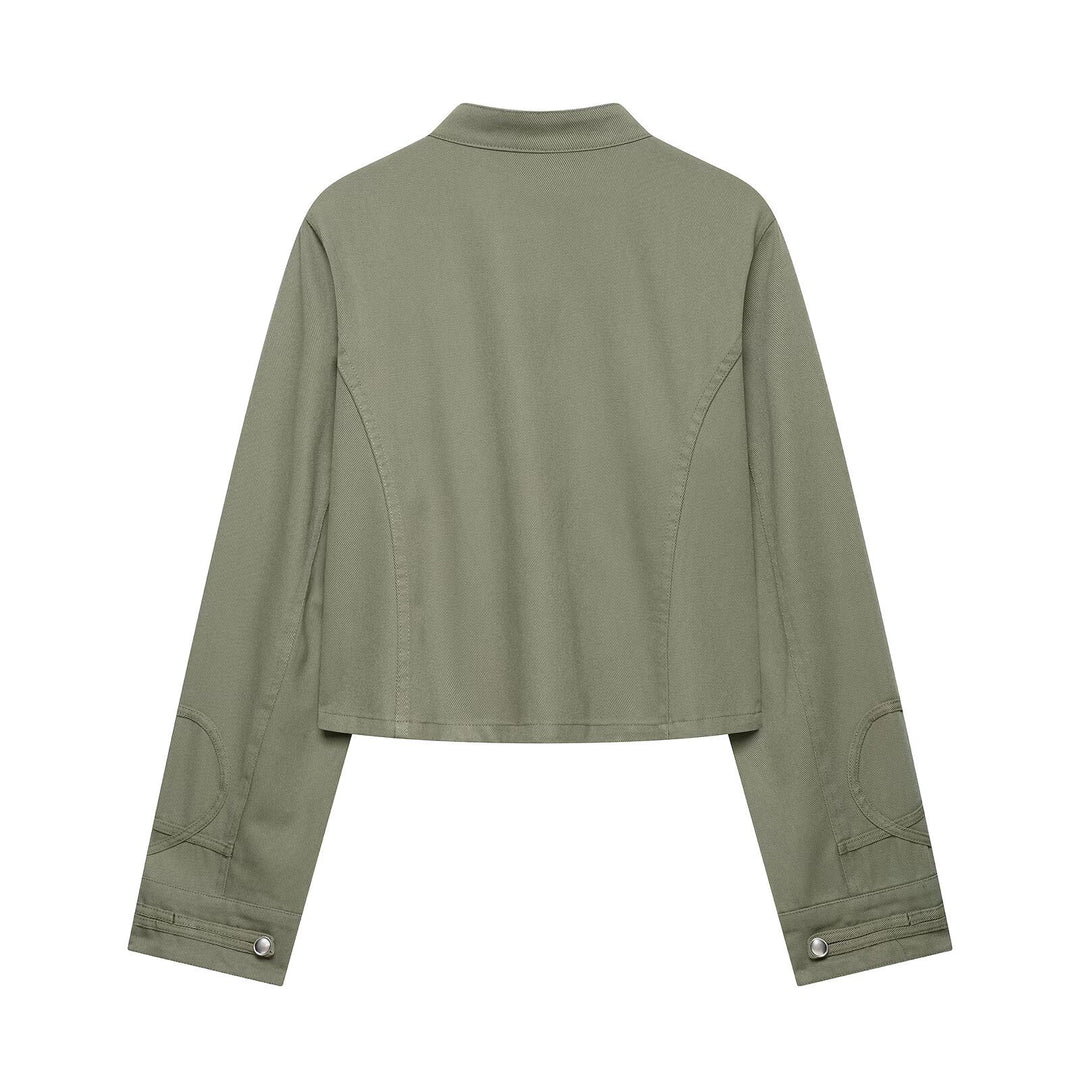 Damen Cropped Offiziersjacke im Military‑Look mit Stehkragen und dekorativen Druckknopfleisten Echo Archiv