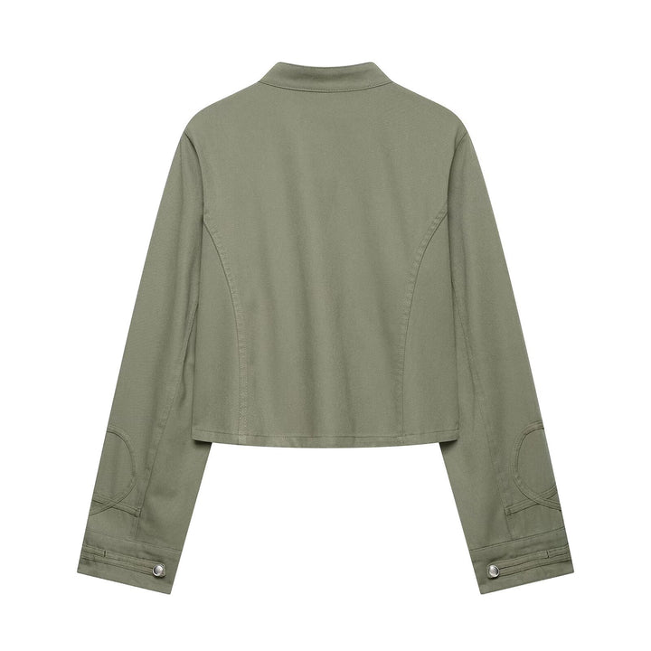 Damen Cropped Offiziersjacke im Military‑Look mit Stehkragen und dekorativen Druckknopfleisten Echo Archiv