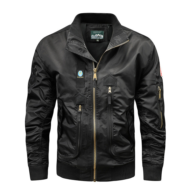 Herren Nylon-Bomberjacke im Fliegerstil mit Utility-Taschen und Ärmel-Fach Echo Archiv