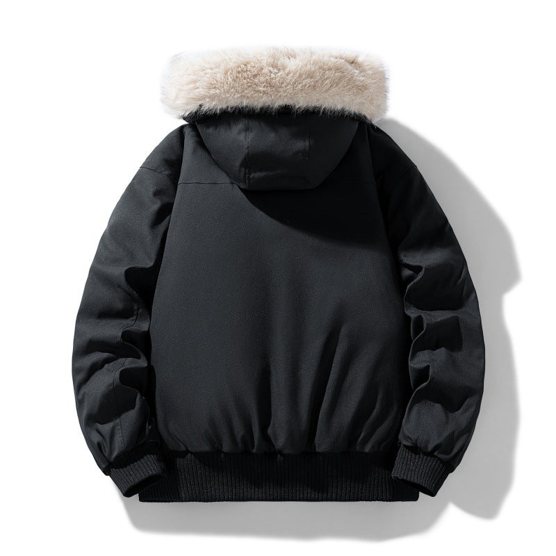 Herren gepolsterte Winterjacke mit Kapuze und abnehmbarem Kunstfellkragen – Marzano