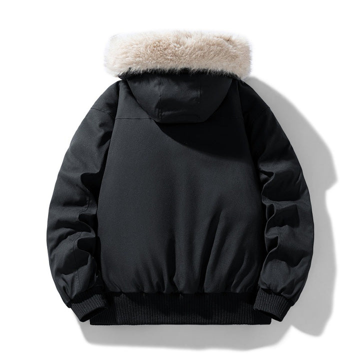 Herren gepolsterte Winterjacke mit Kapuze und abnehmbarem Kunstfellkragen – Marzano