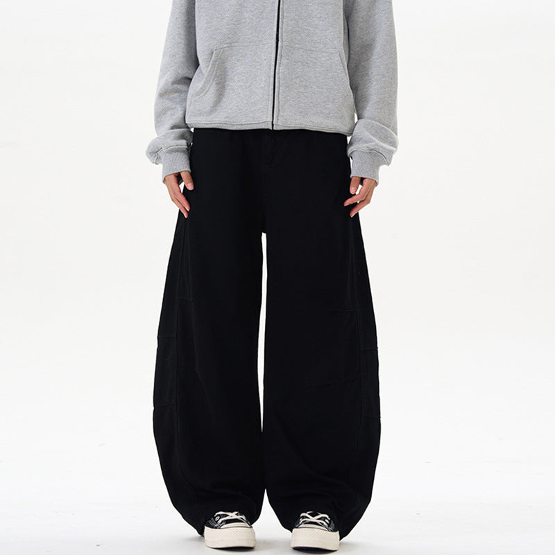 Damen Ultraweite Baumwoll-Canvas Palazzo-Hose mit elastischem Bund und Utility-Nähten Echo Archiv