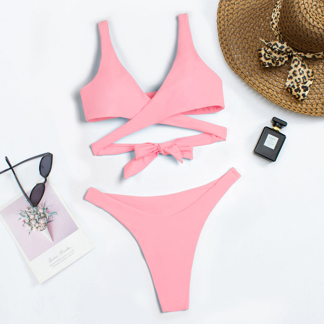 Damen asymmetrischer Hochgeschnittener Bikini mit innovativem Wickel-Design Echo Archiv