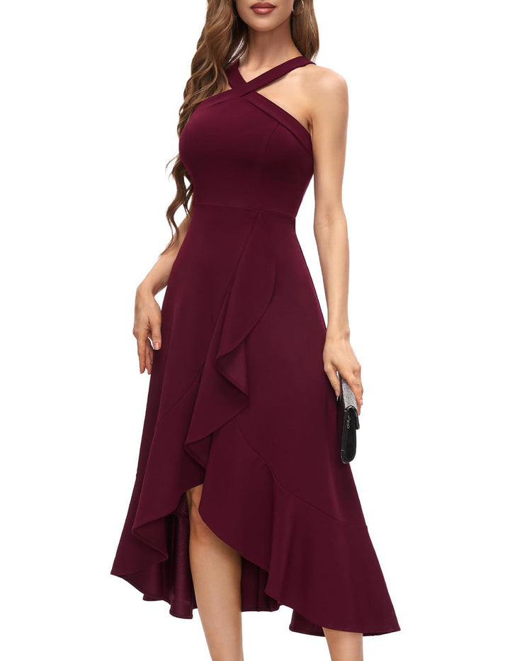 Damen Asymmetrisches Langen Abendkleid mit Drapierung Echoarchiv