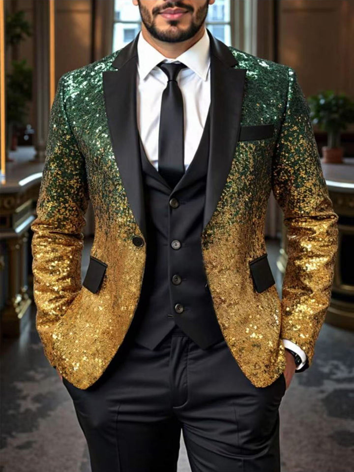 Herren Pailletten‑Sakko mit Satin‑Schalkragen und tailliertem Schnitt Echo Archiv