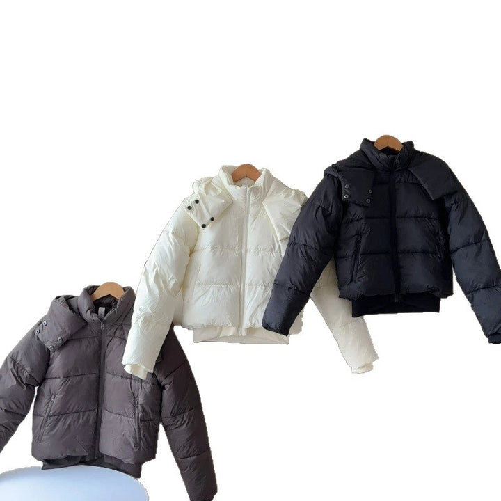 Damen Kurze Stepp-Cropped-Jacke mit breitem Umlegekragen Echoarchiv
