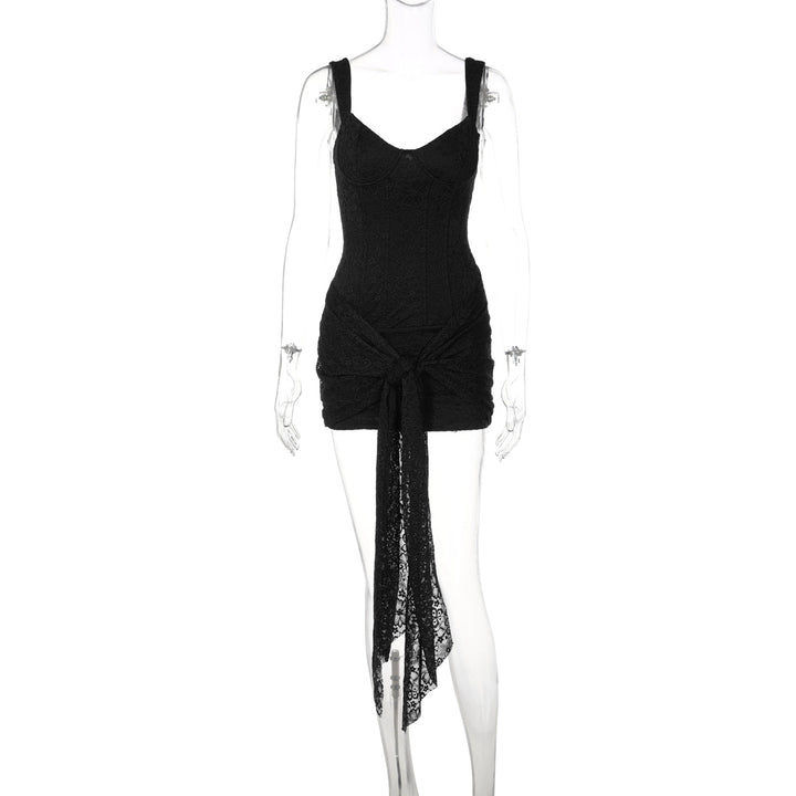 Damen Elegantes Kleid mit Spitzenverzierungen und Raffungsdetails Echo Archiv