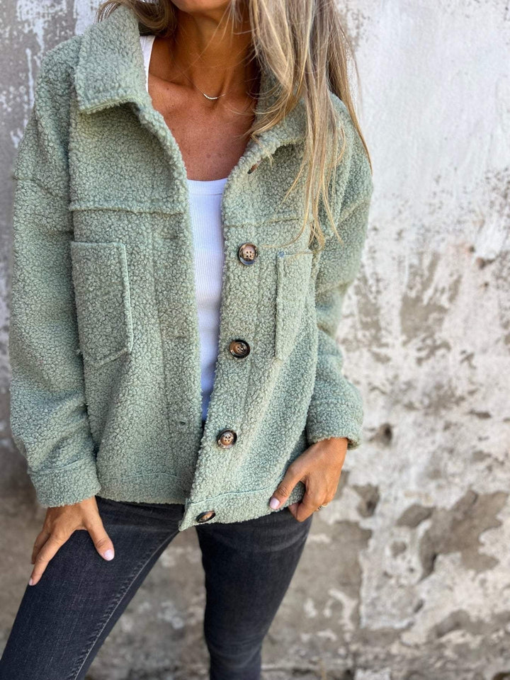 Damen nan kuschelige Teddyjacke im Shacket Stil Echo Archiv