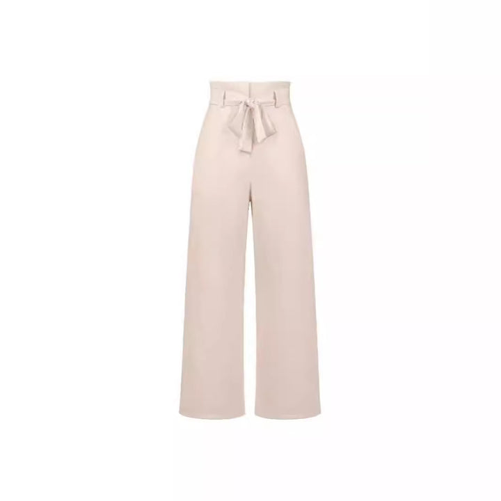 Damen hochtaillierte Paperbag-Hose mit weitem Bein und Taillengürtel – Avérine