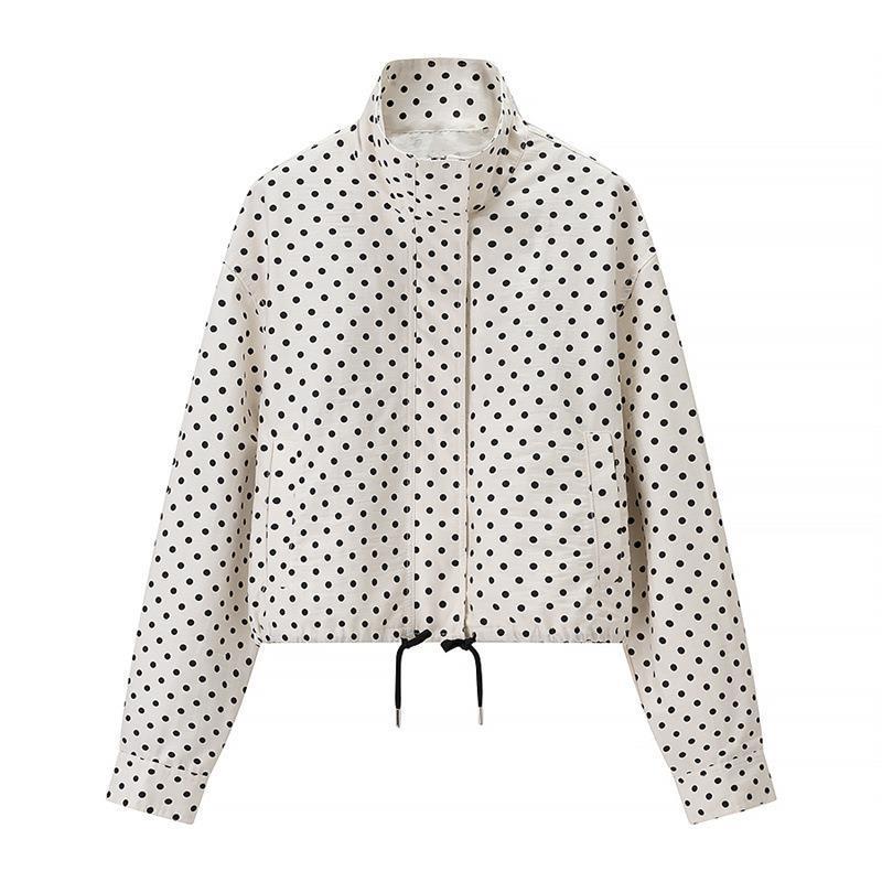 Damen Zweiteiliges Gepunktetes Blazer- und Shorts-Set mit Volumenärmeln und hoher Taille Echo Archiv