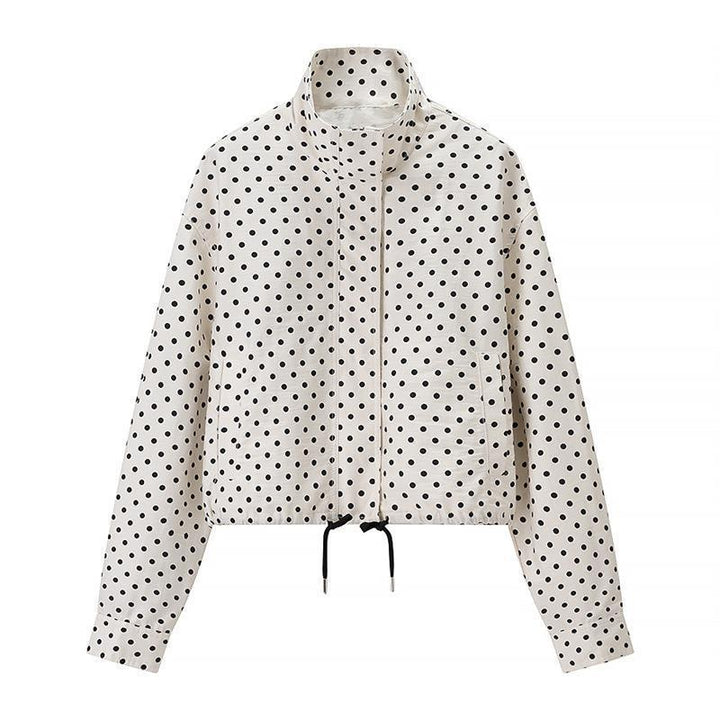 Damen Zweiteiliges Gepunktetes Blazer- und Shorts-Set mit Volumenärmeln und hoher Taille Echo Archiv
