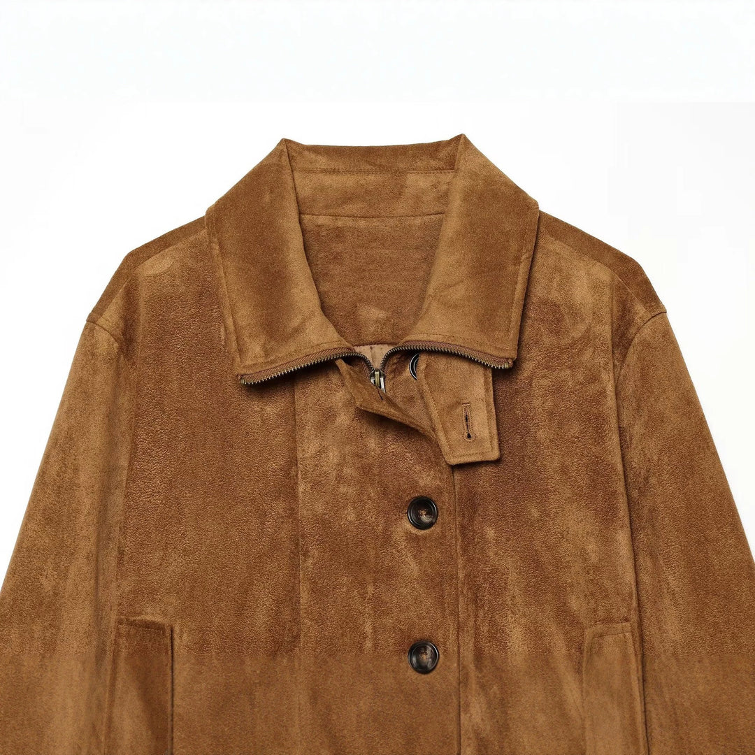 Damen Kurzjacke im Vintage‑Velours‑Stil mit Zierknopfleiste und elastischem Saum Echo Archiv