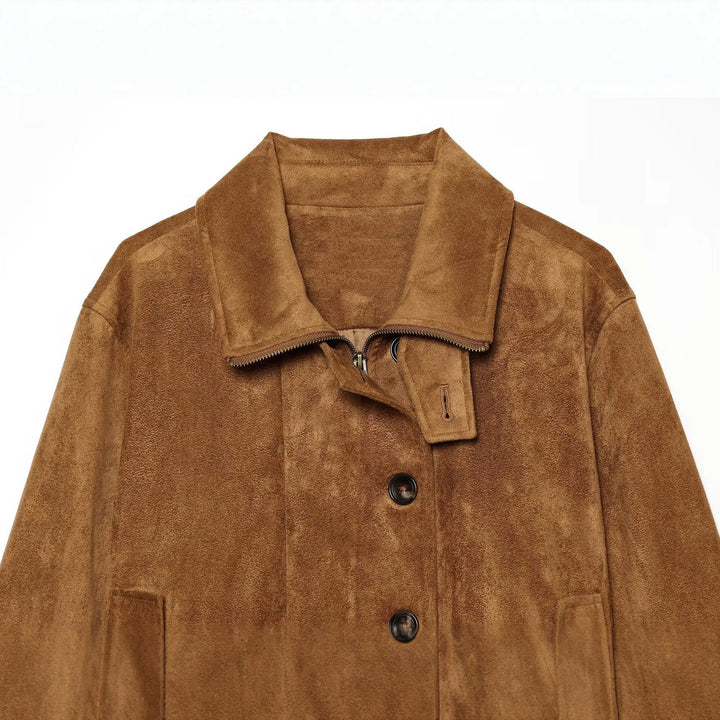 Damen Kurzjacke im Vintage‑Velours‑Stil mit Zierknopfleiste und elastischem Saum Echo Archiv