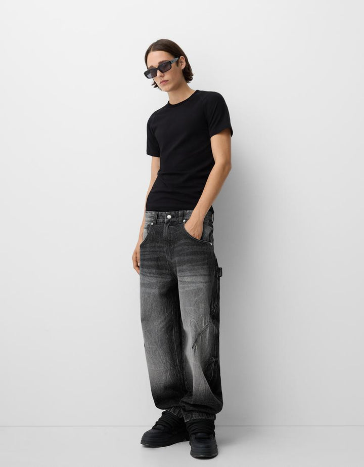 Herren nan lockere Carpenter-Jeans mit weitem Bein, tiefem Schritt und stonewashed Used-Optik Echo Archiv