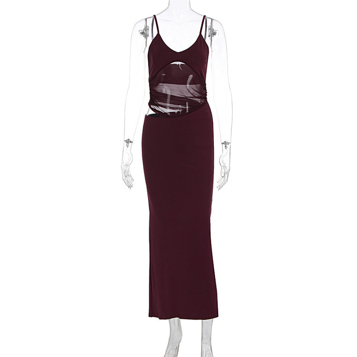 Damen elegantes bodenlanges Wickelkleid mit feinen Trägern und figurformendem Design Echo Archiv