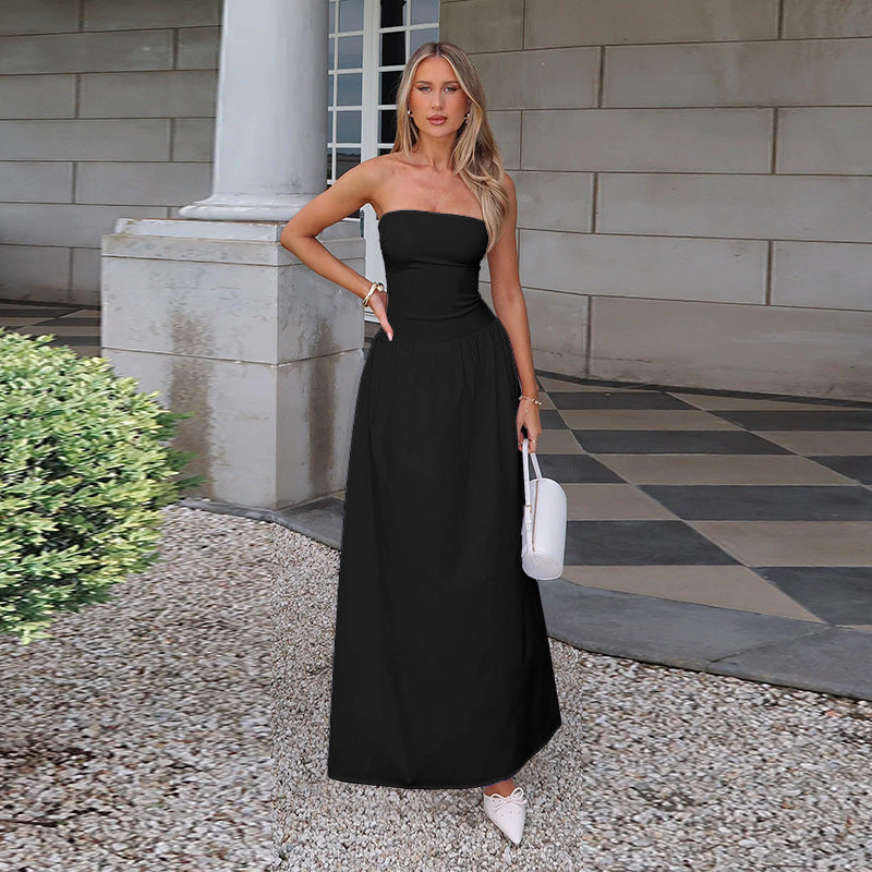 Damen elegantes Bandeau-Maxi-Kleid mit schwingendem Rock und elastischem Bund Echo Archiv