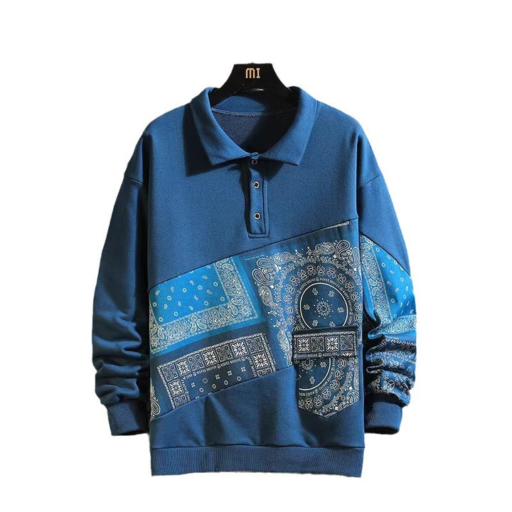Herren stylisches Polo-Pullover mit Paisley-Design und klassischem Kragen Echoarchiv