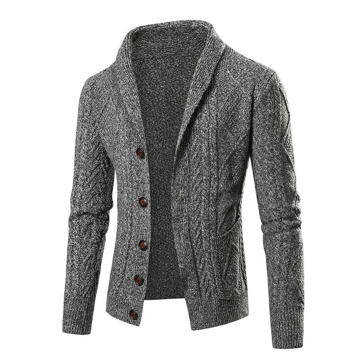 Herren Strickjacke mit elegantem Kabelmuster und Knopfleiste Echoarchiv