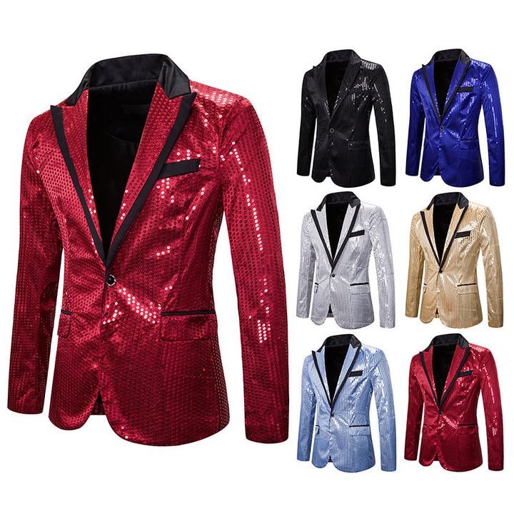 Herren eleganter Pailletten Blazer mit modernem Schnitt Echoarchiv