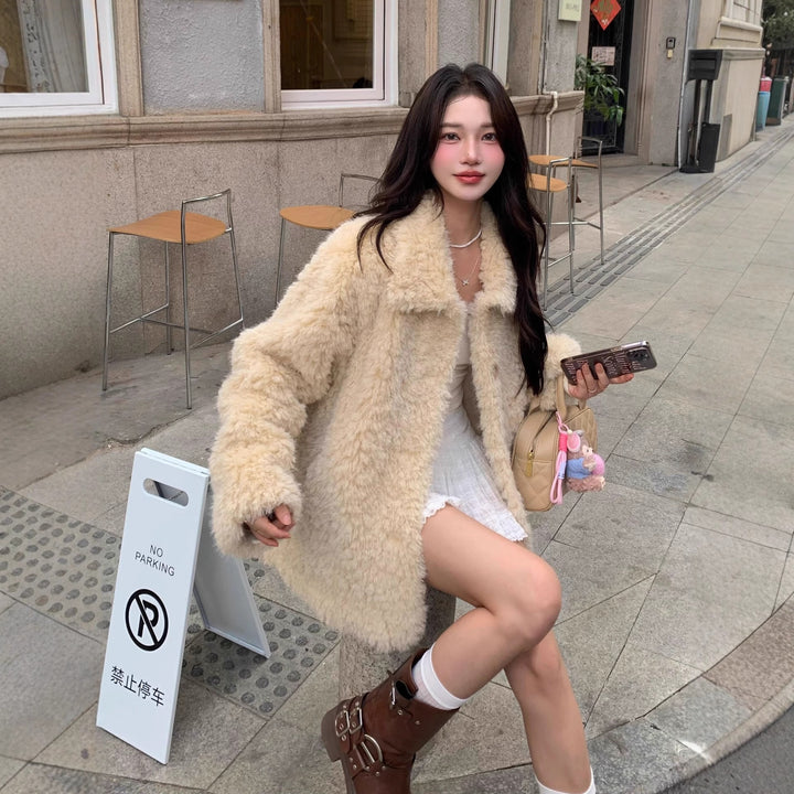 Damen Kuscheliger Kunstfell‑Teddy‑Mantel im Oversize‑Schnitt Echoarchiv