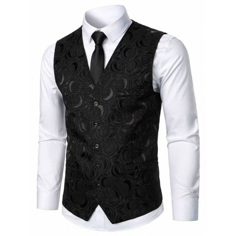 Herren elegante Weste mit floralem Jacquard-Muster Echoarchiv