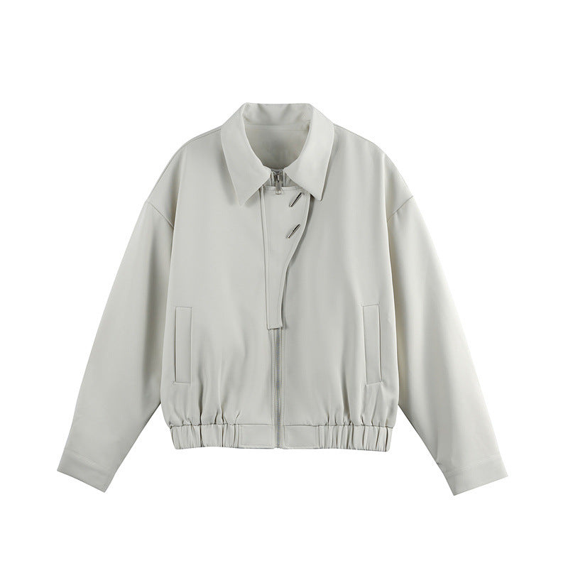 Unisex Leichter Blouson mit Umlegekragen, verdecktem Reißverschluss und elastischem Saum Echoarchiv