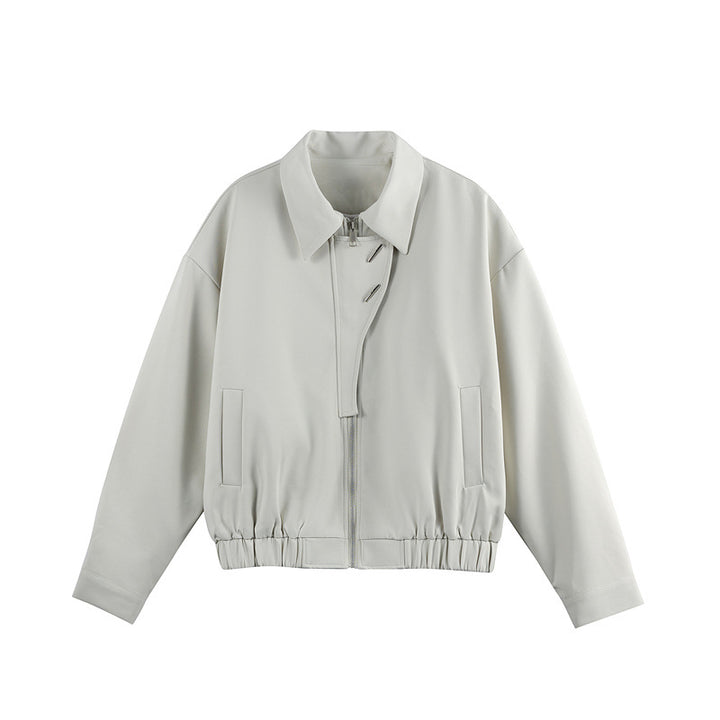 Unisex Leichter Blouson mit Umlegekragen, verdecktem Reißverschluss und elastischem Saum Echoarchiv