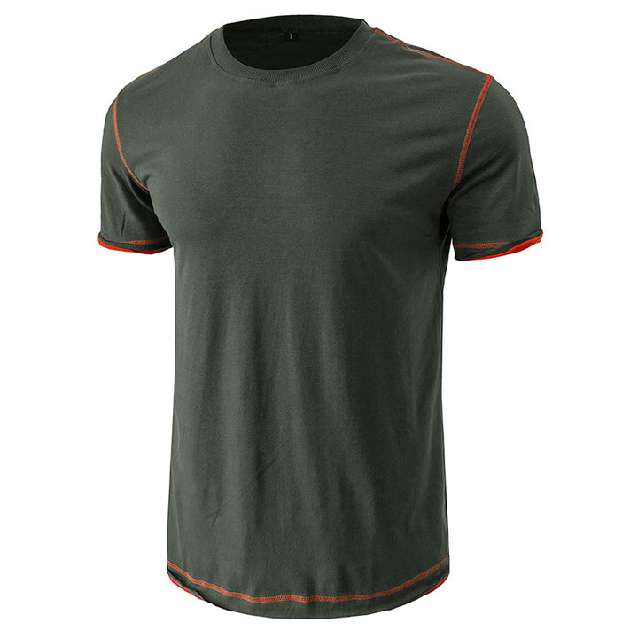 Herren Rundhals-T-Shirt mit kontrastierenden Ärmeln und lässigem Schnitt Echoarchiv