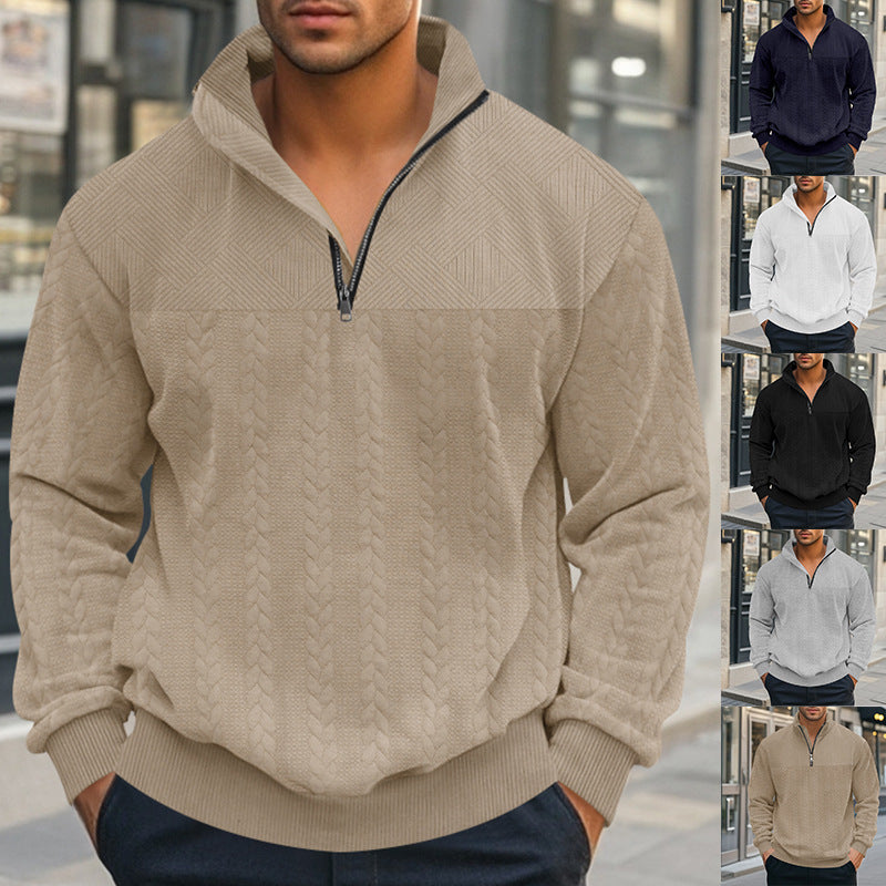 Herren stylischer Strickpullover mit halbem Reißverschluss Echoarchiv